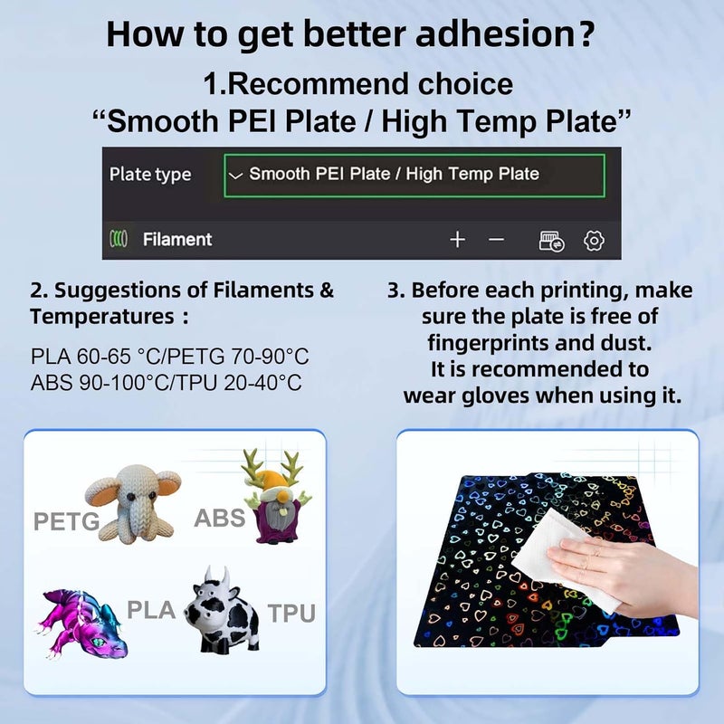 IdeaFormer-3D PEH Effect Plate for Bambu Lab X1/X1C/X1E/P1P/P1S/P2S/A1, Smooth Sweetheart+Waterdrop Spring Steel Build Plate for Bambu Labs 3D Printers Platform 257x257mm - Image 3